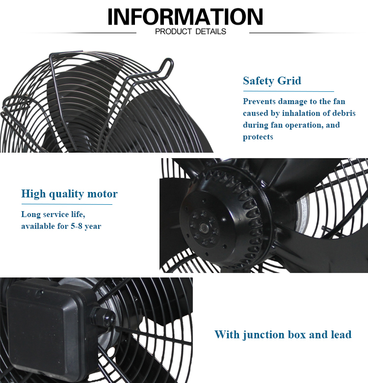 Axial Fan Motor Condenser Evaporator  Commercial  300mm 4 POLE  Suction 